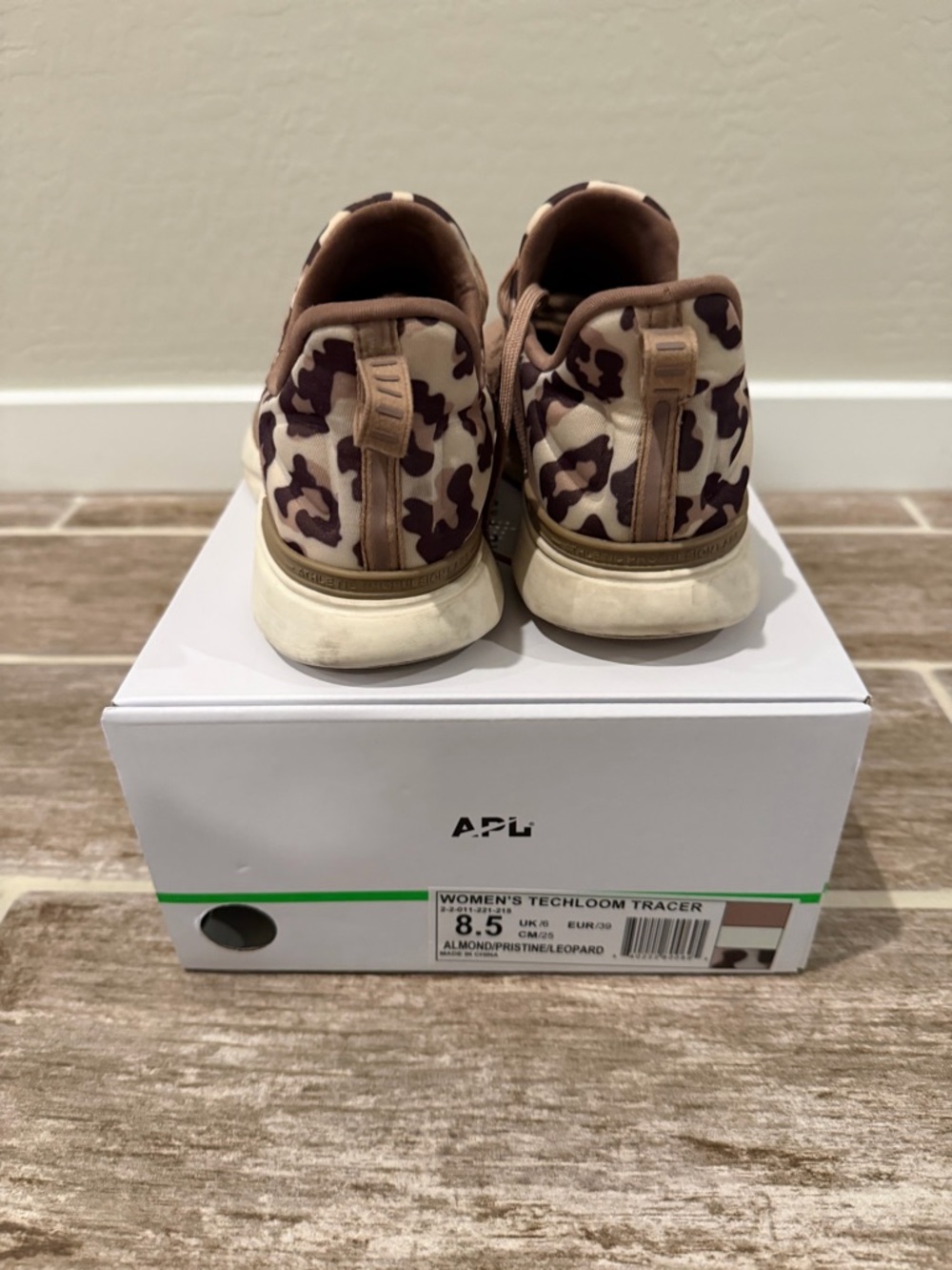 APL Women's Knit Sneakers in Almond Brown with Leopard Print TECHLOOM TRACER - Picture 3 of 5